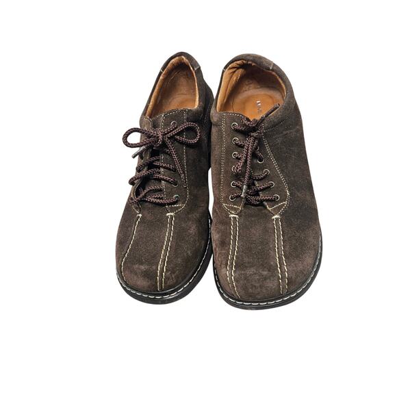 Vintage 90s Nine West 10 Brown Suede Platform Lace Up Chunky Loafer Grunge - Picture 7 of 7